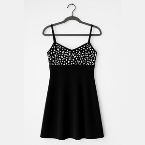 Tadashi Shoji for Saks fifth Avenue Black Dress with White Geometric bodice 12